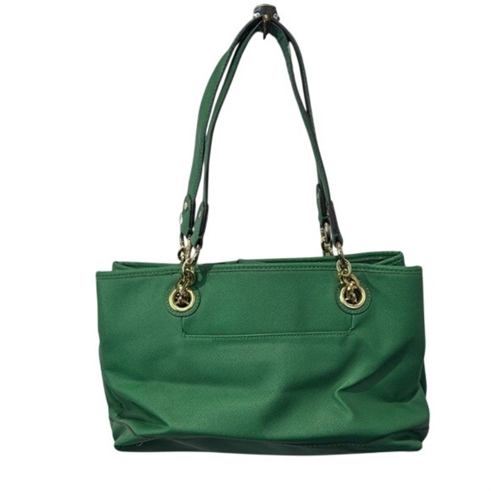 Liz Claiborne Green Satchel Shoulder Bag Purse Gold‎ Chain Accents - Picture 3 of 8